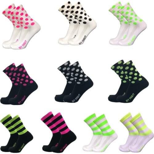 SKYKNIGHT New 2style Compression Stripe Dot Bike Socks Men Women Cycling Socks Professional Sport Breathable Bicycle Racing Sock