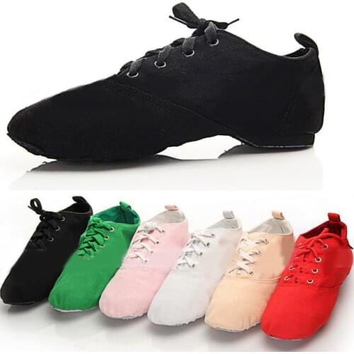 New Men Womans Canvas Jazz Dance Shoes Lace Up Boots Woman Practice Yoga Shoes Soft Jazz Boots Black Red White Green Pink