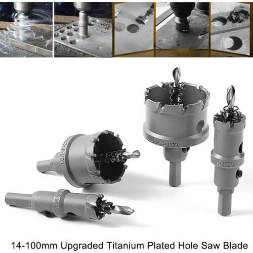 14-100mm Upgrade Version Titanium-plated Hole Saw Blade Suitable for Stainless Steel Aluminum Alloy Plasterboard Drill Bit Tools