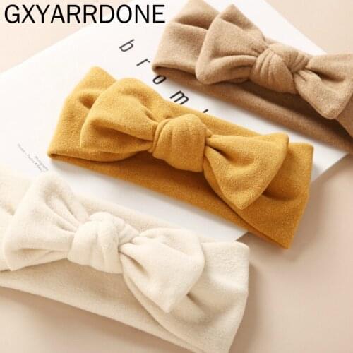 Baby Hair Bow Headband Girls 2021 New Elastic Hair Bands Kids Solid Turban Cotton Head Wraps Children Hair Accessories