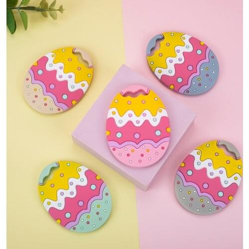 Sunrony 1pcs Cartoon Cookie Egg Baby Teething Necklace Materials Food Grade Silicone Teether BPA Free for Baby Gift Toy