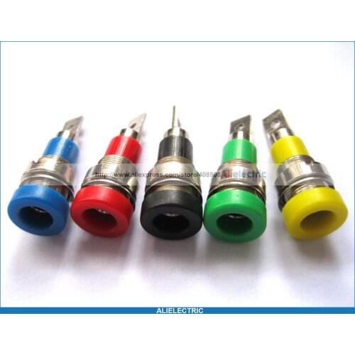 50 Pcs Banana Jack for 4mm Banana Plug 28.5mm Nickel Plated 5 Colors Insert