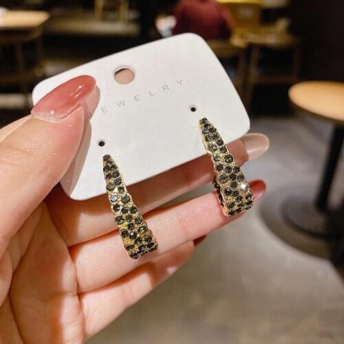 Retro C Shape Hollow Zircon Inlaid Stud Earrings Sexy Leopard Crescent Moon Earrings For Women Nightclub Party Jewelry Gift