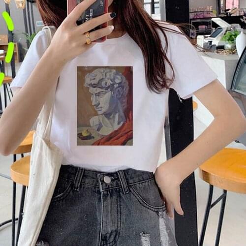 Statue of David t-shirt Printing cartoon cute top fun ulzzang kawaii harajuku female korean tshirt Kawaii Camisas T-shirt