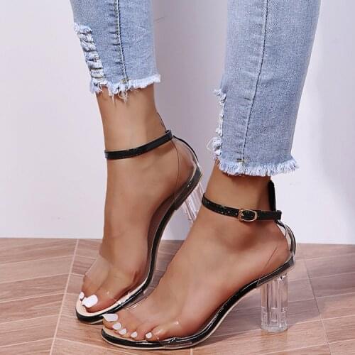 Luxury Women Pumps Transparent High Heels Slippers Sexy Pointed Toe Round Crystal Sun Beach Slide Party Shoes Zapatillas Mujer