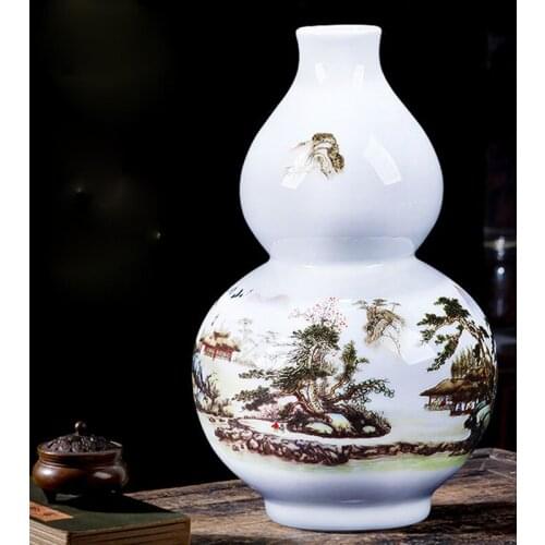 Unique Chinese Blue and White Porcelain Hand Painted gourd bottle Underglaze Decorative hydroponics Flower Vase