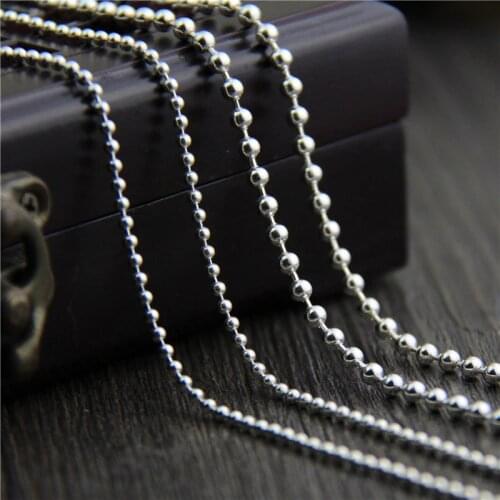 C&R Real 925 Sterling Silver Necklace Round beads chain sweater chain necklace for men women long necklace Fine Jewelry