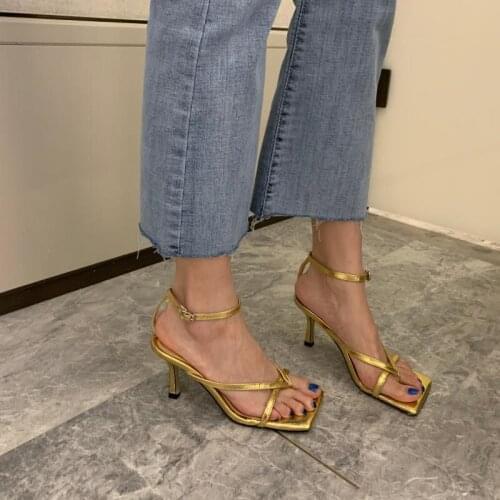 2020 Ankle Strap Women Sandals Fashion Brand Thin High Heel Gladiator Sandal Shoes Narrow Band Party Dress Pump Shoes