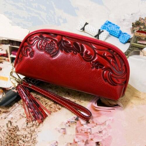 Womens Luxury Leather RFID Surround Zipper Wallet Clutch With Wristband Chain Large Multifunctional Mobile Phone Bag Card Case