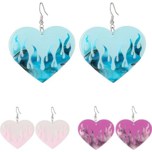 New Punk Cool Multicolor Heart Acrylic Earrings Gothic Colorful Matching Heart Dangle Earrings For Women Girls Unusual Jewelry