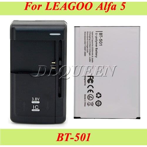 1LOT=1PC 2200mAh BT-501 Battery For LEAGOO Alfa 5 Batterie Bateria Accumulator AKKU PIL +1PC Universal Dock Charger