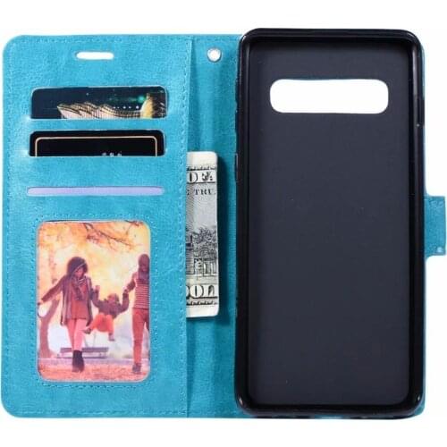 10pcs/lot Soft TPU + PU Leather Crazy Horse Wallet Leather Case for Samsung S10 5G S10 S10E S10Plus A20E A10S A20S A50S A9 5G