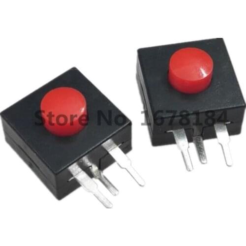 10PCS 213WD Flashlight RED Push Buttons Switches 12*12MM Side 3pins 2 On 1 Off Self-Locking Flash Light Switchs