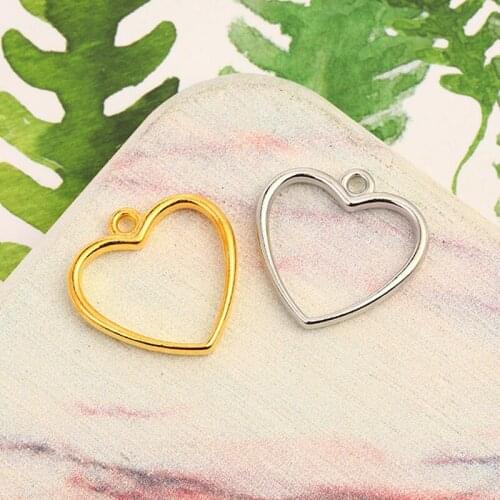 100Pcs Alloy Hollow Out Love Heart Charms 25mm Gold Silver Pendant Heart Shape Charms For DIY Jewelry Making Accessories