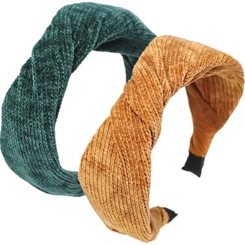 12pcs Elegant Ladies Corduroy Headband Japan Korean Trendy Hair Accessories Wholesale Twist Hairbands for women and girls