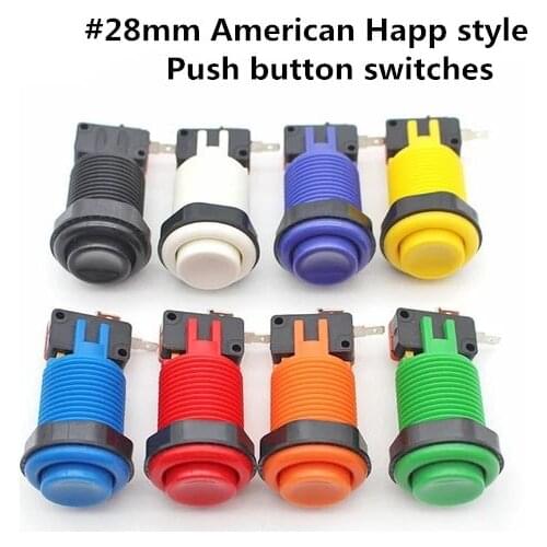 12PCSx Happ Type Standard Push Buttons With Micro Switch For Arcade Video Games Mame Jamma