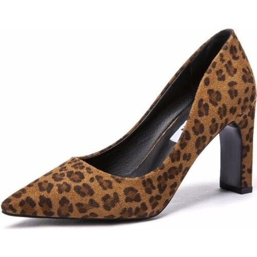 2020 Large Size 35-43 Spring And Autumn New Womens High-heeled Casual Sexy Wild Leopard Fashion Nightclub Womens Shoes B21-50