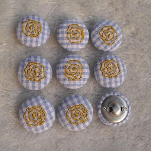 Free shipping 50pcs/lot 20mm 2cm computer embroidery handmade diy rose fabric cover button cloth covered buttons component E200