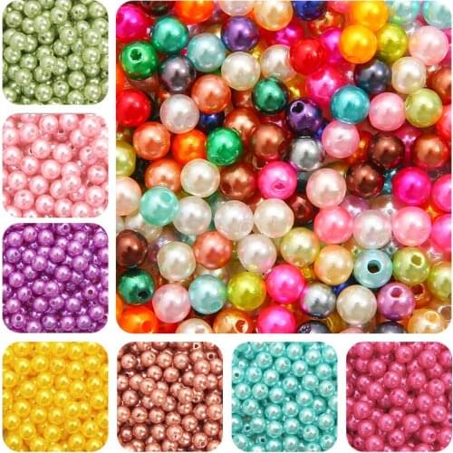 1000-90Pcs/bag ABS Imitation Pearl Bead 4/6/8/10MM Round Plastic Acrylic Spacer Bead for DIY Jewelry Making Findings