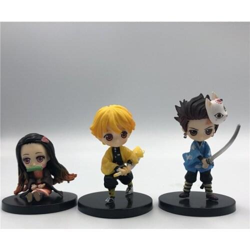 6cm Demon Slayer Kimetsu No Yaiba Figure Stand Version Q Posket Kamado Tanjirou Kamado Nezuko Agatsuma Figure Toy