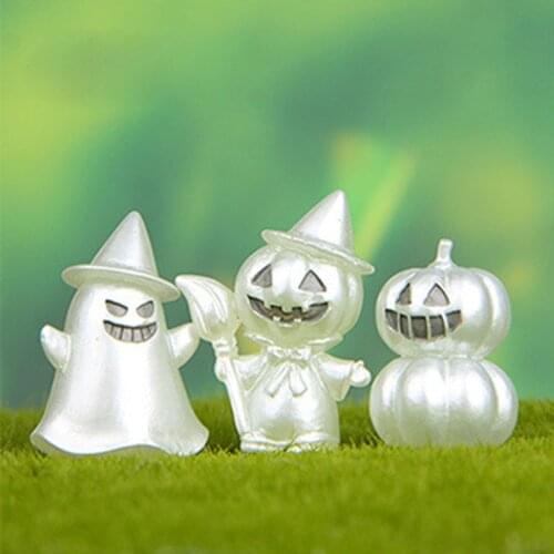 3PCS Luminous Tree Elves Ghost Pumpkin Man Devil PVC Mini Figures Cartoon Halloween Toys for Kids Baby Home Decoration Dolls