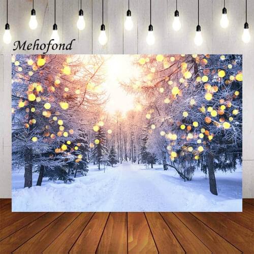 Mehofond Winter Forest Photography Background Wonderland Glitter Christmas Snow Holiday Party Kid Portrait Backdrop Photo Studio