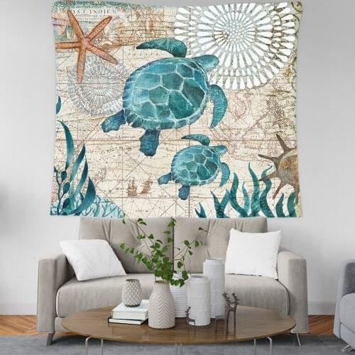 Ins Nordic Ocean Tapestry Wall Hanging Cloth Bohemian Art Decorative Tapestries Beach Covers Brief Yoga Mat Bedspread Towel