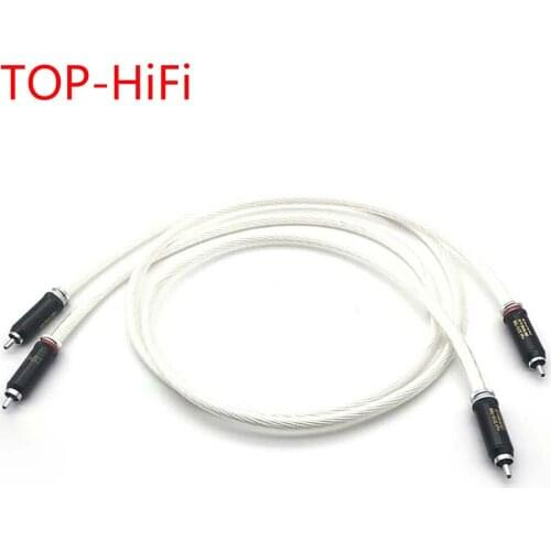 TOP-HiFi 7N OCC Copper Silver Plated 2RCA to 2RCA Cable RCA plug to RCA Male Audio Cable for Amplifier CD DVD player