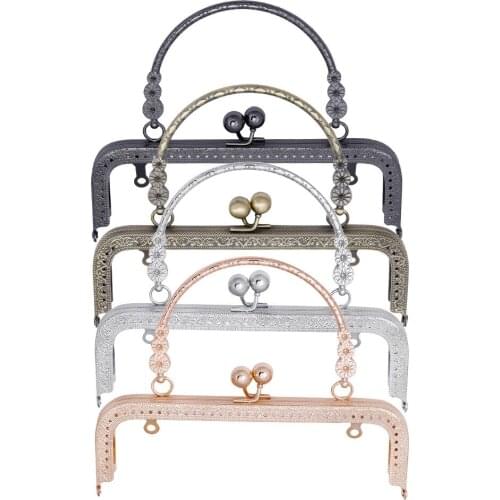 10PCS 20CM Square Metal Purse Frame Handle for Clutch Bag Accessories Making Kiss Clasp Lock Antique Bronze Tone Bags Hardware