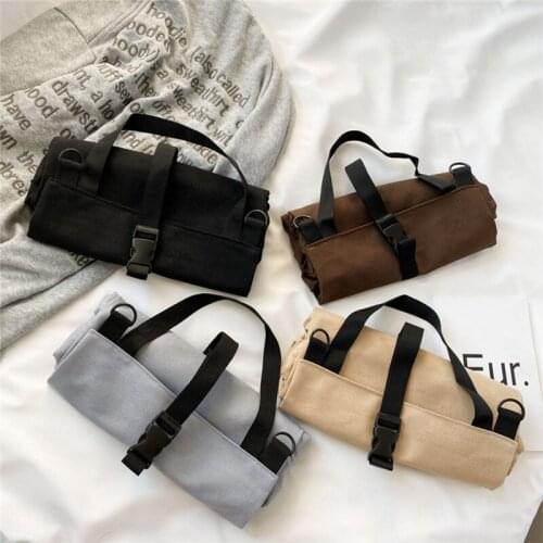 Multi-Purpose Roll Tool Bag Portable Canvas Zip Pockets Tool Roll Up Bag Wrench Screwdriver Storage Bag Wear-proof Carrier Tote