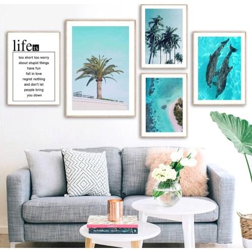 Sea Whale Coconut Tree Rbeach Reef Quote Wall Art Canvas Painting Nordic Posters And Prints Wall Pictures For Livig Room Decor