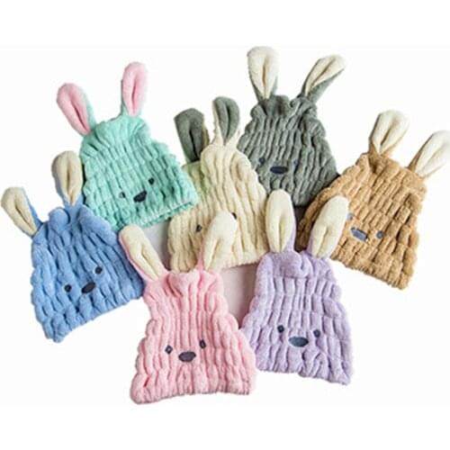 Cartoon rabbit dry hair cap childrens bath towel towel hair towel lovely hood suction water bath cap