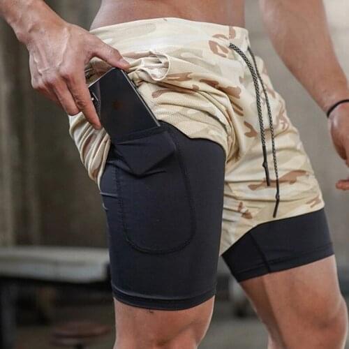 Mens Casual Shorts 2 in 1 Running Shorts Quick Drying Beach Shorts Gyms Fitness Bodybuilding Workout Built-in Pockets Shorts