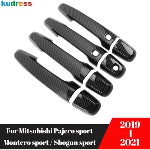 For Mitsubishi Pajero sport/Montero sport/Shogun sport 2019 2020 2021 Carbon Fiber Door Handle Cover Trim Sticker Car Styling