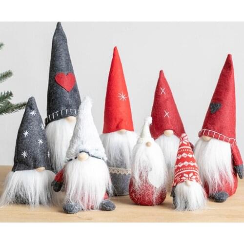 Wool felt mini Santa elf desktop ornaments with Christmas ornaments and holiday gifts for kids and girls