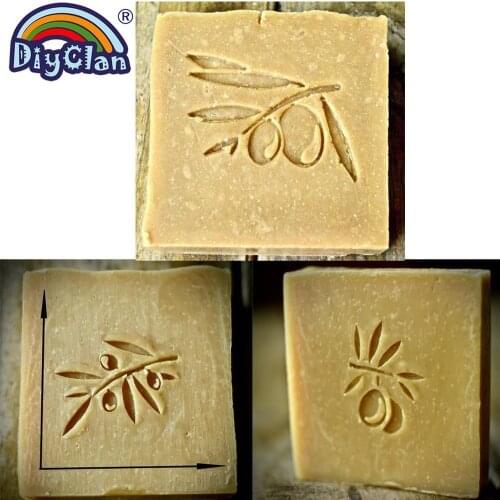 Olive pattern handmade soap stamp transparent diy natural plexiglass soap making chapter with handle acrylic custom plant gift
