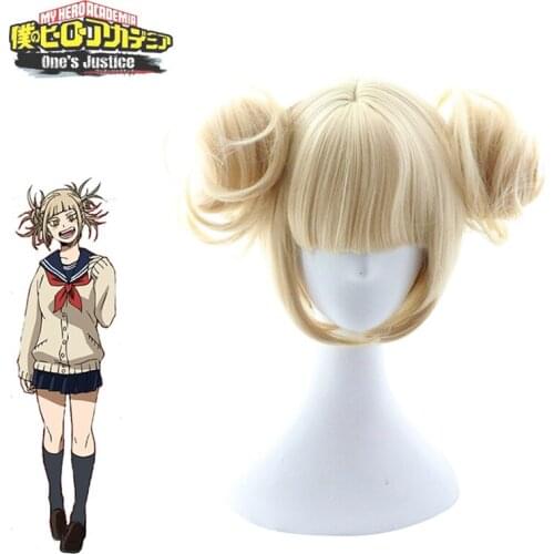 Eraspooky My Hero Academia Himiko Toga Cosplay Wig Boku no Academia Cosplay Yellow Short Hair Synthetic