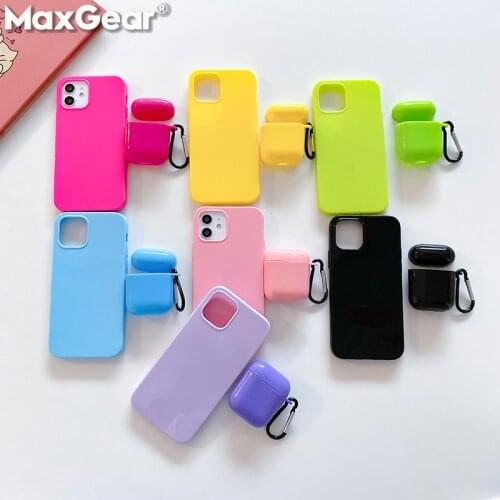 Matching Case For iPhone and Airpods Case Set Cover For iPhone 11 12 Pro Max Mini XS X XR 7 8 Plus SE 2020 2 Soft Silicone Shell