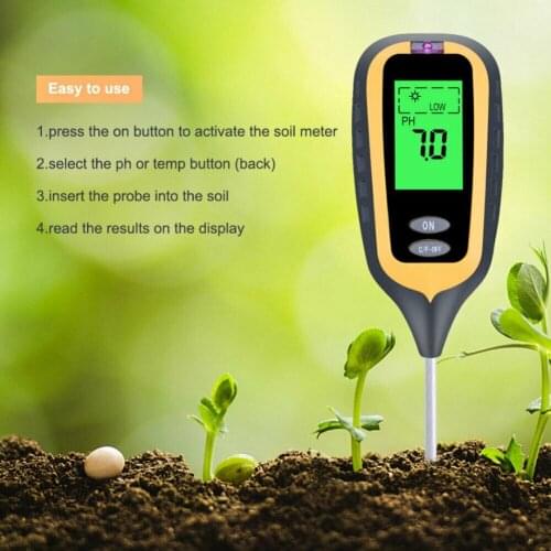 Professional Soil PH Meter LCD Display 4 In 1 Soil Temperature Solar Moisture PH Meter tester for Gardening