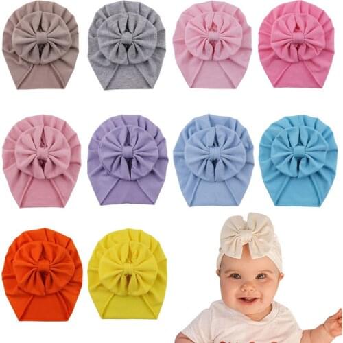Baby Cotton Hats Hair Bow Knot Kids Baby Infant Turban Hat Big Ear Knot Toddler Beanie Caps Headwraps Birthday Gift Photo Props