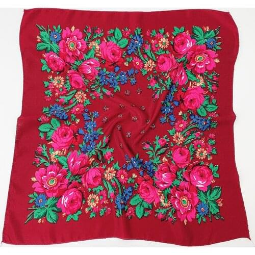 Luxury Besigner Fashion Style Russian Ethnic Pattern Women Cotton Small Scarf Handkerchief Scarf 70CMX70CM Hijab Shawl
