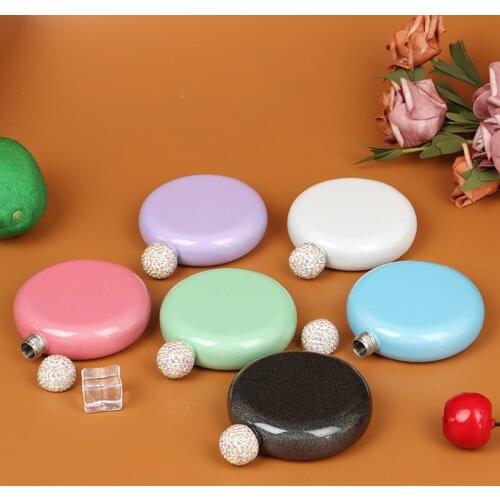 Cute Liquor Flask for Women Stainless Steel Pretty Glitter Coating Whiskey Flask