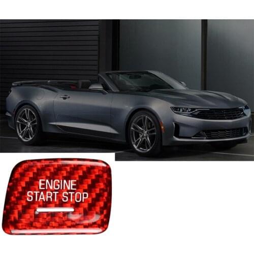Sport Red Carbon Fiber Keyless Engine Start Button Cover Trim for Corvette C7