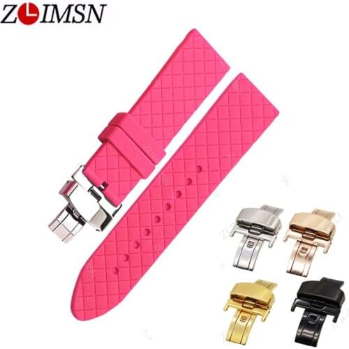 Sport Rubber Band 24mm Red Green White Silicone Watchbands High Quality Stainless Steel Deployment Clasp Watch Strap G8 ZLIMSN