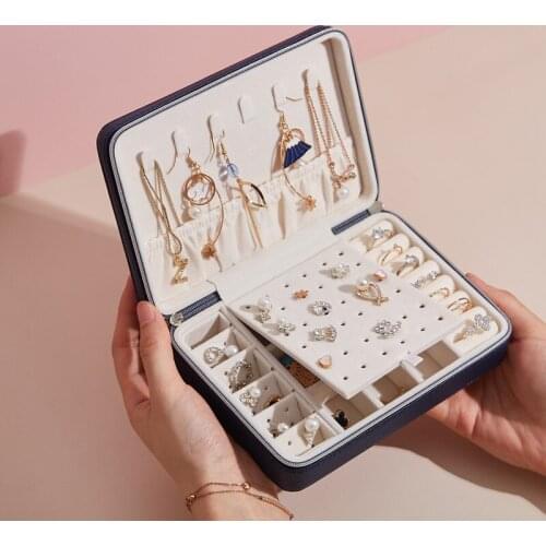 Fresh Simple Jewelry Packaging Box Portable Stud Ring Necklace Organizer Casket Multifunction Jeweler Storage Case Accessories