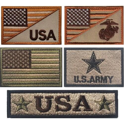US embroidery cloth armband American flag Fastener Hook & Loop patch embroidery rectangle Badges