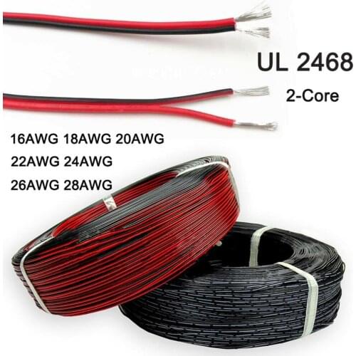 UL2468 2-Cores Parallel Wire 16AWG Tinned Copper PVC Cable Flexible Soft 1Meter