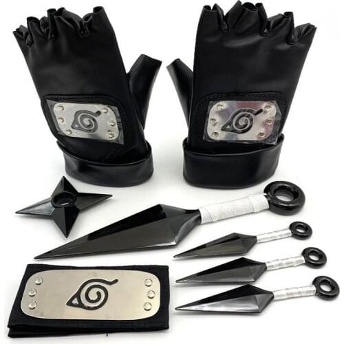 2021 Japanese Ninja Glovesplastic Pvc Hand Sword Weapon Model Shuriken Cosplay Props Konoha Ninja Weapon Armor Shuriken Darts