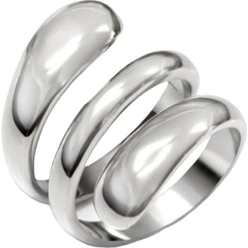 Womens Stainless Steel 316 High Polished Spiral Fashion Ring Size 5-10
