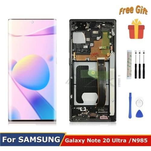 6.9" Amoled N986w For Samsung Galaxy Note 20 Ultra 5g N985f LCD Display Digitizer Full Touch Screen Parts N9860 N986B With Frame